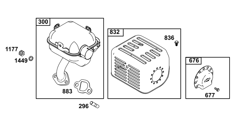 Exhaust Group Diagram and Parts List for 130G32-0166-H5 100000 - 19Z999 Briggs and Stratton Engine